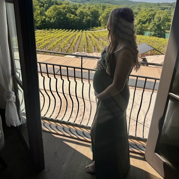 Azazie Linia Eucalyptus Mermaid Pleated Stretch Satin Dress Evening Gown Size 14 - Picture 3 of 14